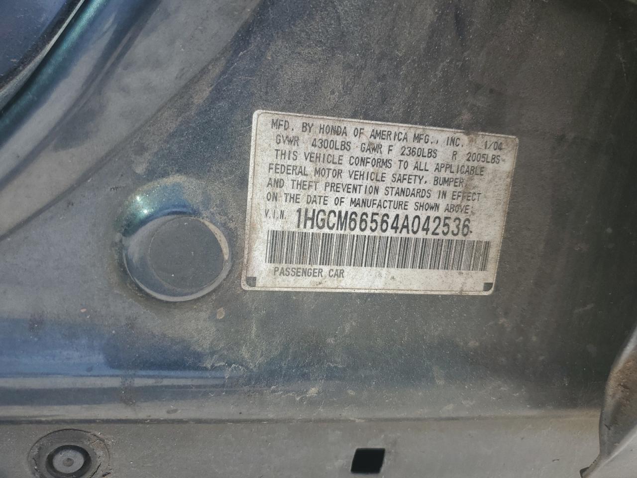 2004 Honda Accord Ex VIN: 1HGCM66564A042536 Lot: 62340495