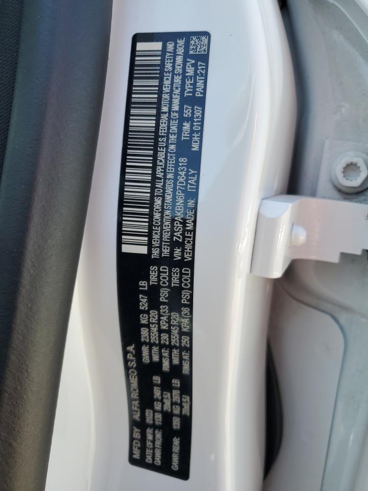 2023 Alfa Romeo Stelvio Ti VIN: ZASPAKBN6P7D64318 Lot: 61830915