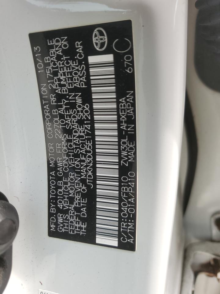 TOYOTA PRIUS 2014 VIN JTDKN3DU5E1741206 фото 12