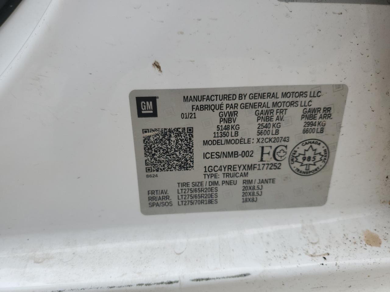2021 Chevrolet Silverado K2500 High Country VIN: 1GC4YREYXMF177252 Lot: 60468745