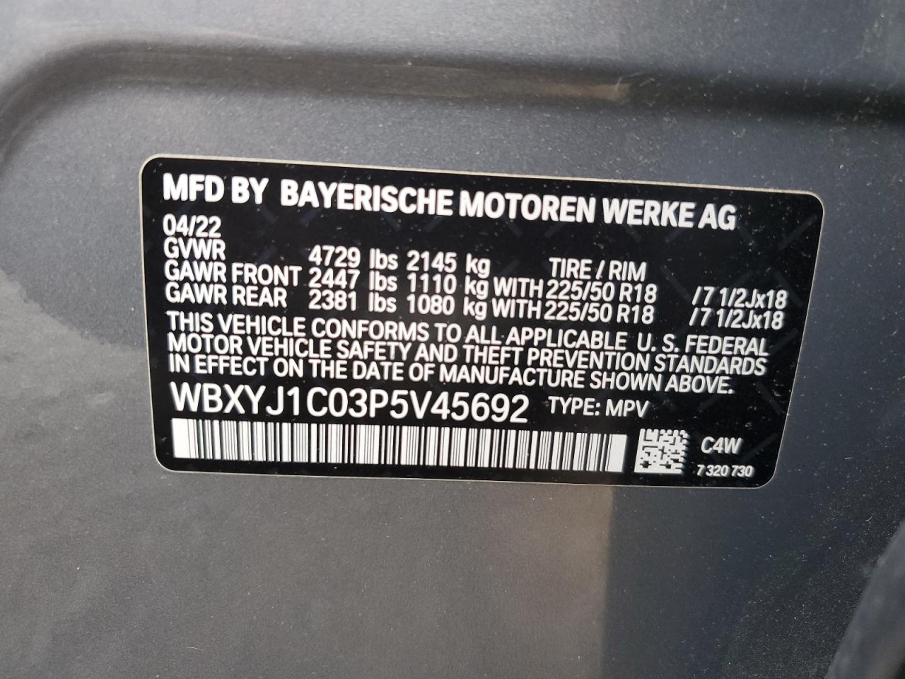 2023 BMW X2 xDrive28I VIN: WBXYJ1C03P5V45692 Lot: 62508265