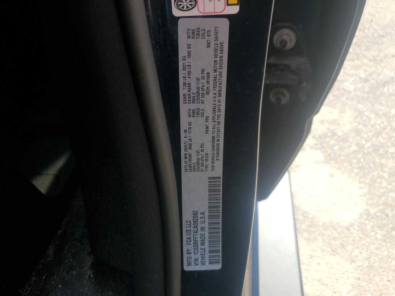 2020 Ram 1500 Big Horn/Lone Star VIN: 1C6SRFFT4LN382082 Lot: 80197065