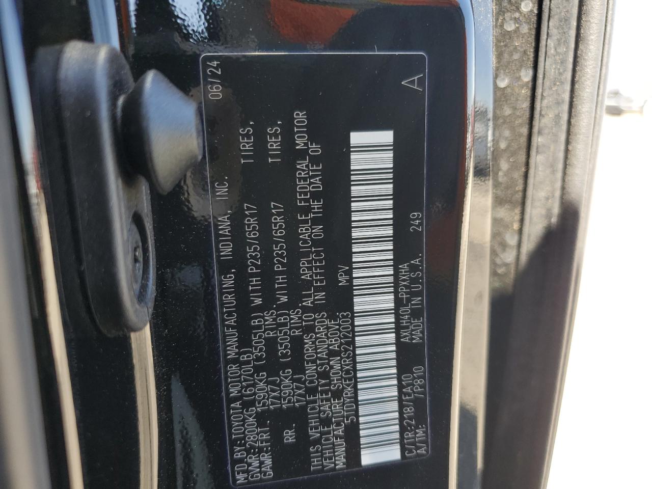 TOYOTA All Models 2024 VIN 5TDYRKECXRS212003 фото 14