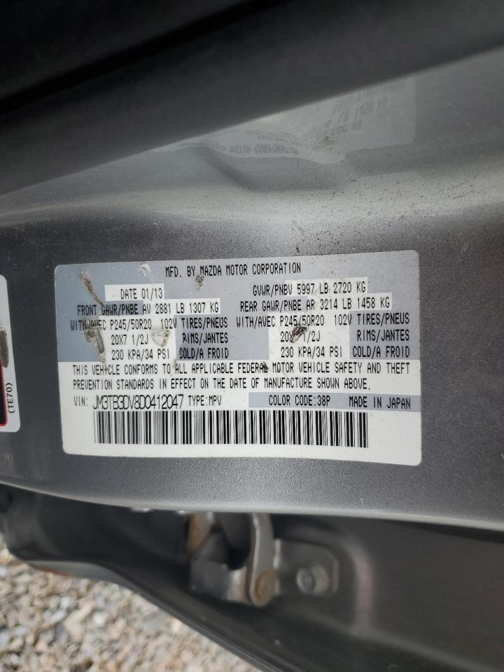 2013 Mazda Cx-9 Grand Touring VIN: JM3TB3DV8D0412047 Lot: 62704125