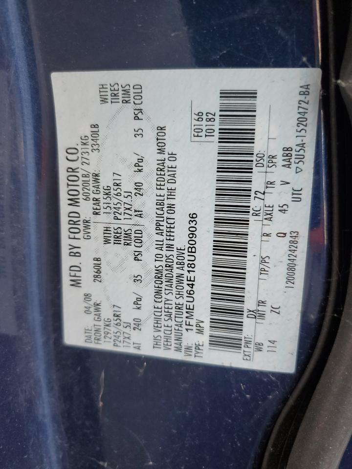 2008 Ford Explorer Eddie Bauer VIN: 1FMEU64E18UB09036 Lot: 62961975