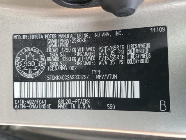 2010 TOYOTA SIENNA CE  