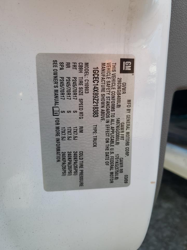 2009 Chevrolet Silverado C1500 VIN: 1GCEC14X89Z218383 Lot: 61003645