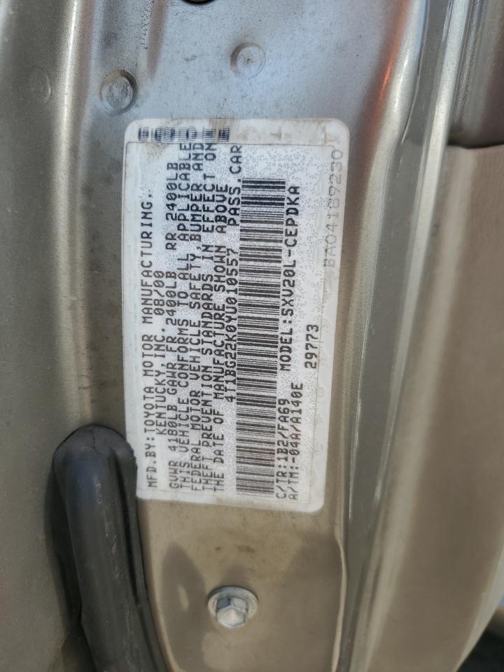 2000 Toyota Camry Ce VIN: 4T1BG22K0YU010557 Lot: 62556385