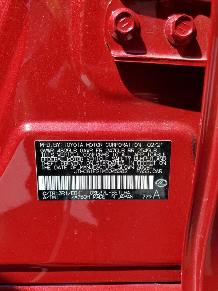 2021 Lexus Is 300 VIN: JTHC81F21M5045282 Lot: 62917515