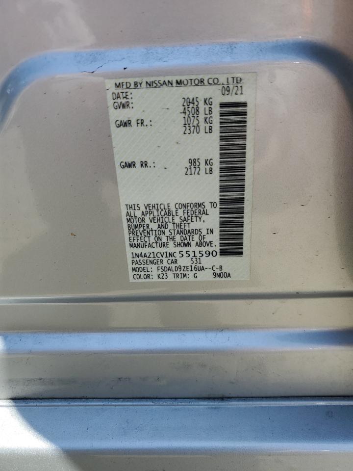 2022 Nissan Leaf Sv VIN: 1N4AZ1CV1NC551590 Lot: 60899735