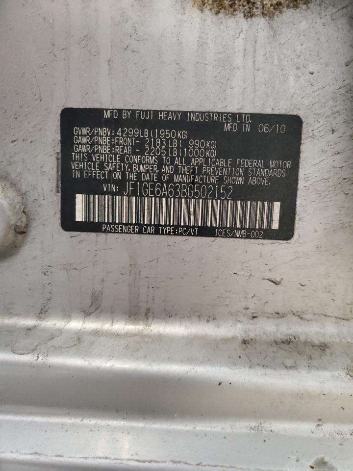 2011 Subaru Impreza 2.5I VIN: JF1GE6A63BG502152 Lot: 62468795