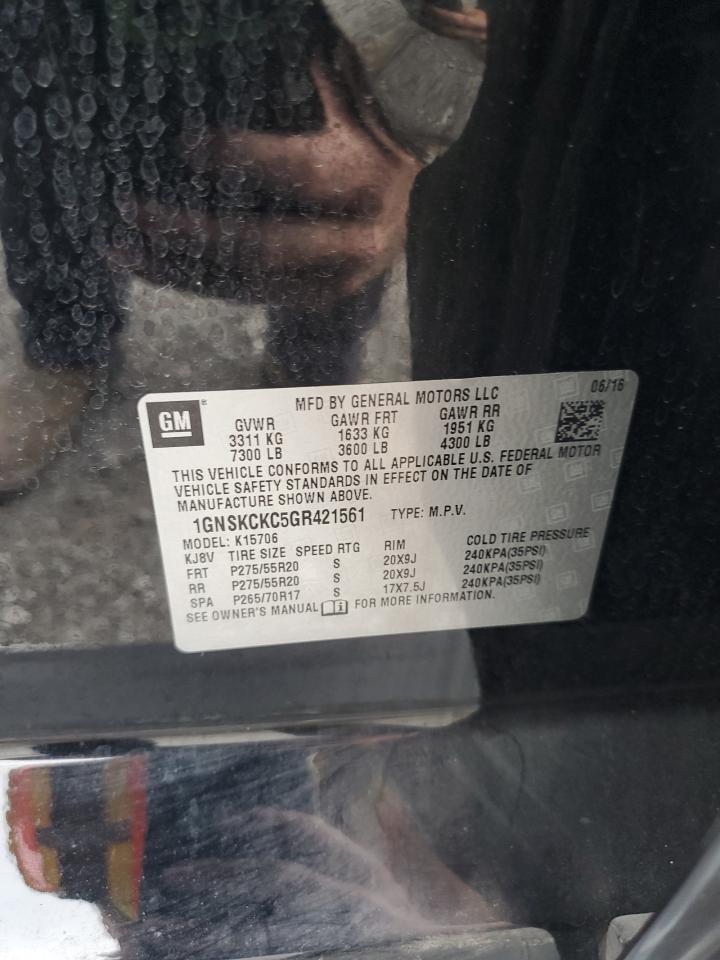 2016 Chevrolet Tahoe K1500 Ltz VIN: 1GNSKCKC5GR421561 Lot: 59665445