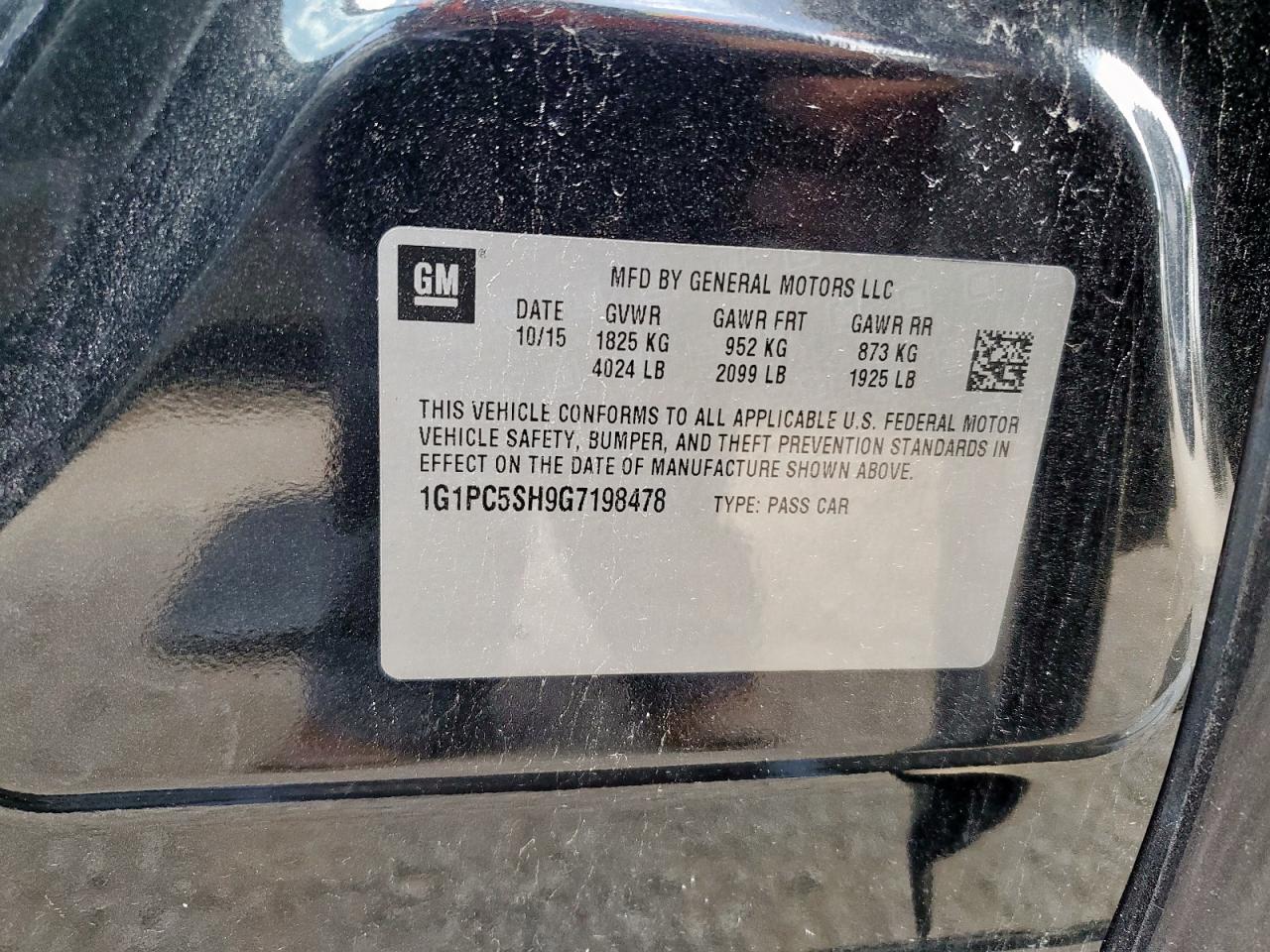 2016 Chevrolet Cruze Limited Ls VIN: 1G1PC5SH9G7198478 Lot: 59555905