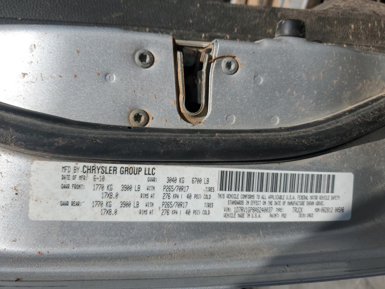 2010 Dodge Ram 1500 VIN: 1D7RV1GP8AS240037 Lot: 61529925