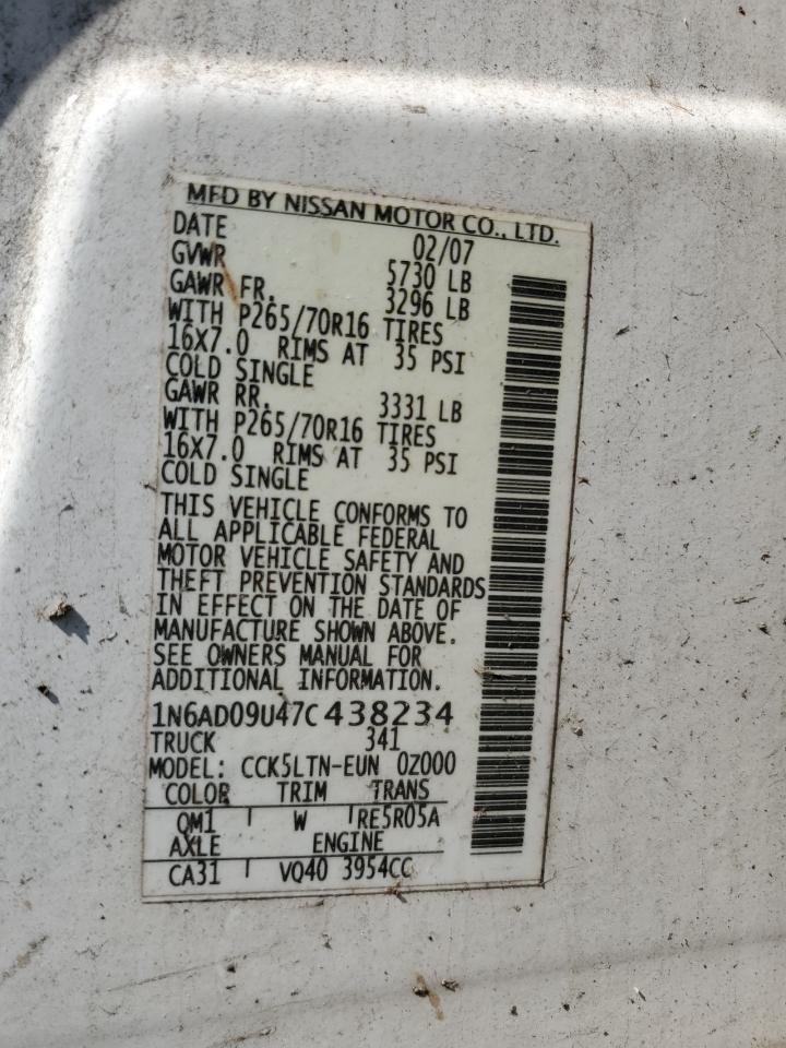 NISSAN FRONTIER 2007 VIN 1N6AD09U47C438234 photo 12