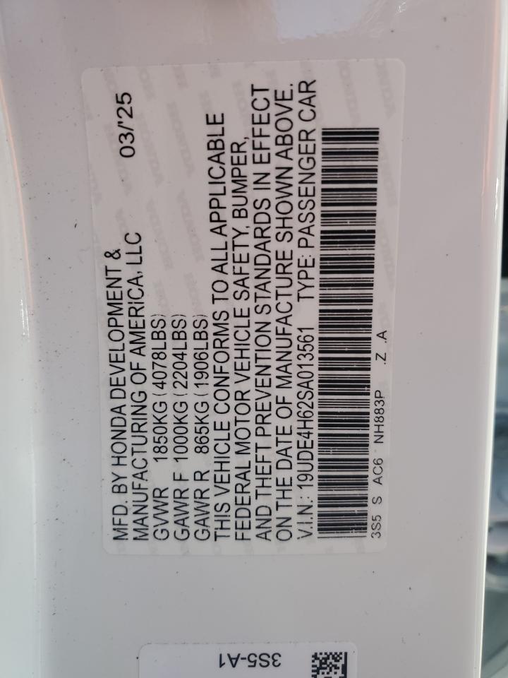 2025 Acura Integra A-Spec Tech VIN: 19UDE4H62SA013561 Lot: 61678125