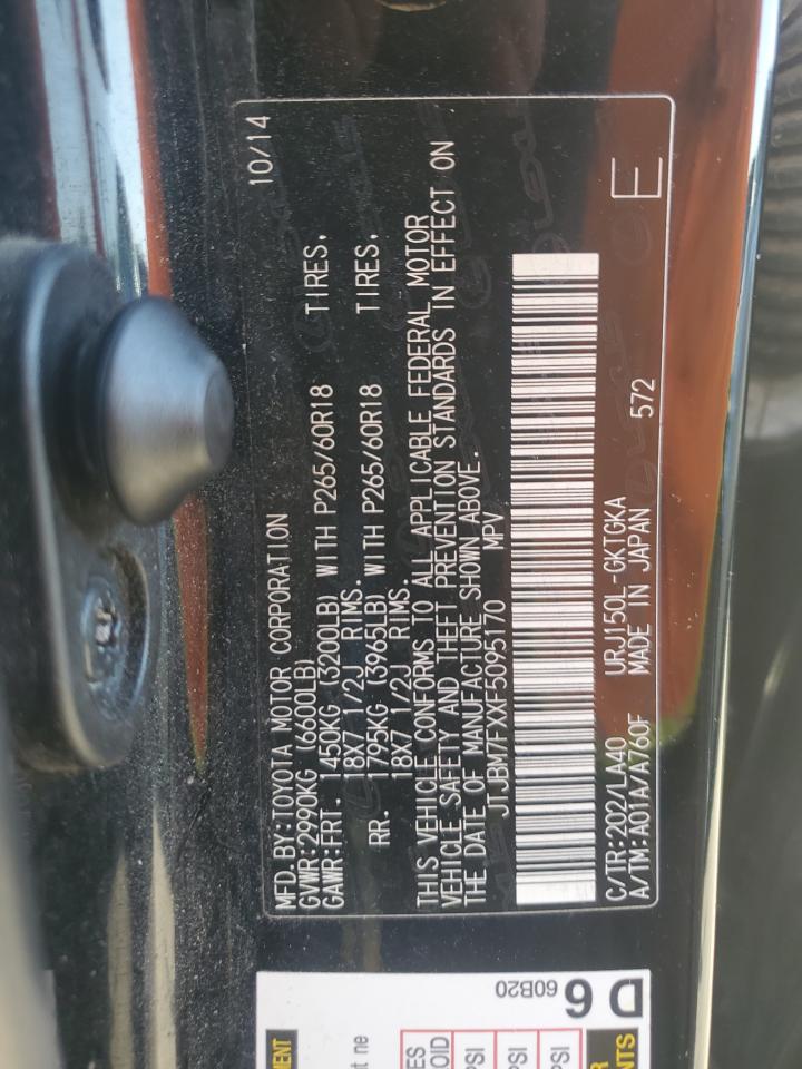 2015 Lexus Gx 460 VIN: JTJBM7FXXF5095170 Lot: 61680875