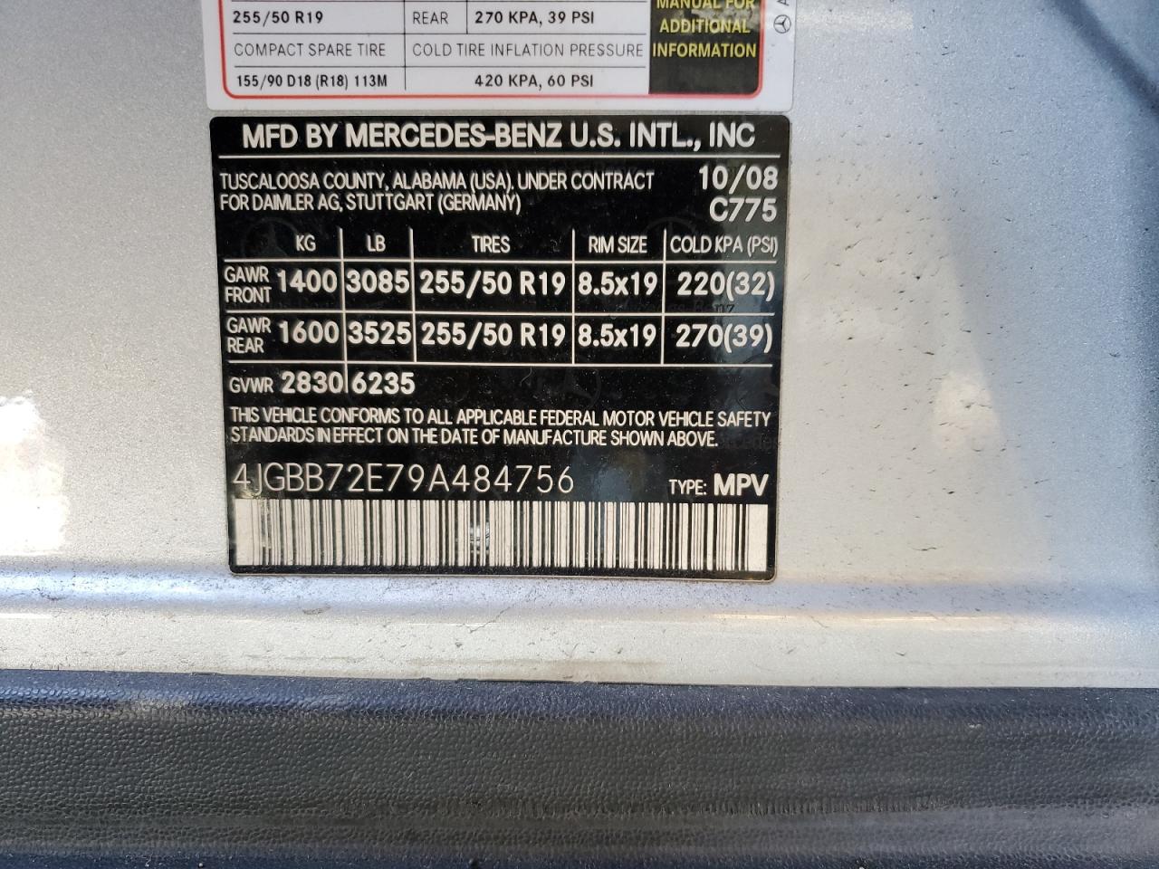 2009 Mercedes-Benz Ml 550 VIN: 4JGBB72E79A484756 Lot: 60174685