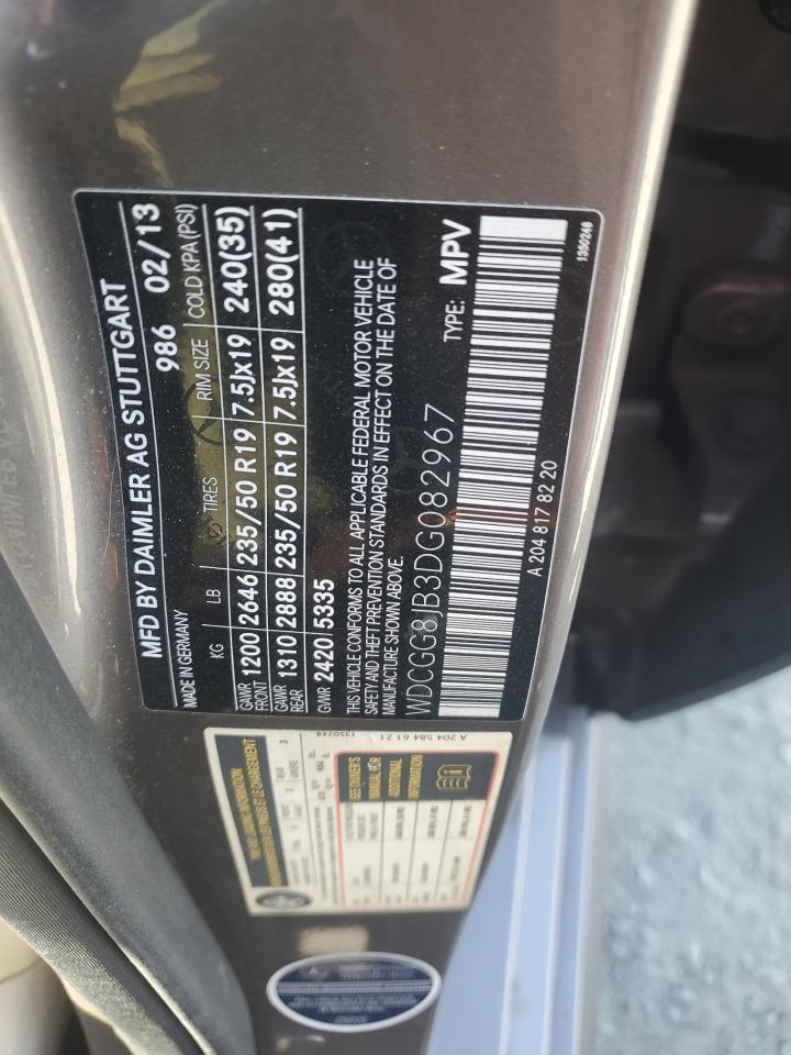 2013 Mercedes-Benz Glk 350 4Matic VIN: WDCGG8JB3DG082967 Lot: 62469065
