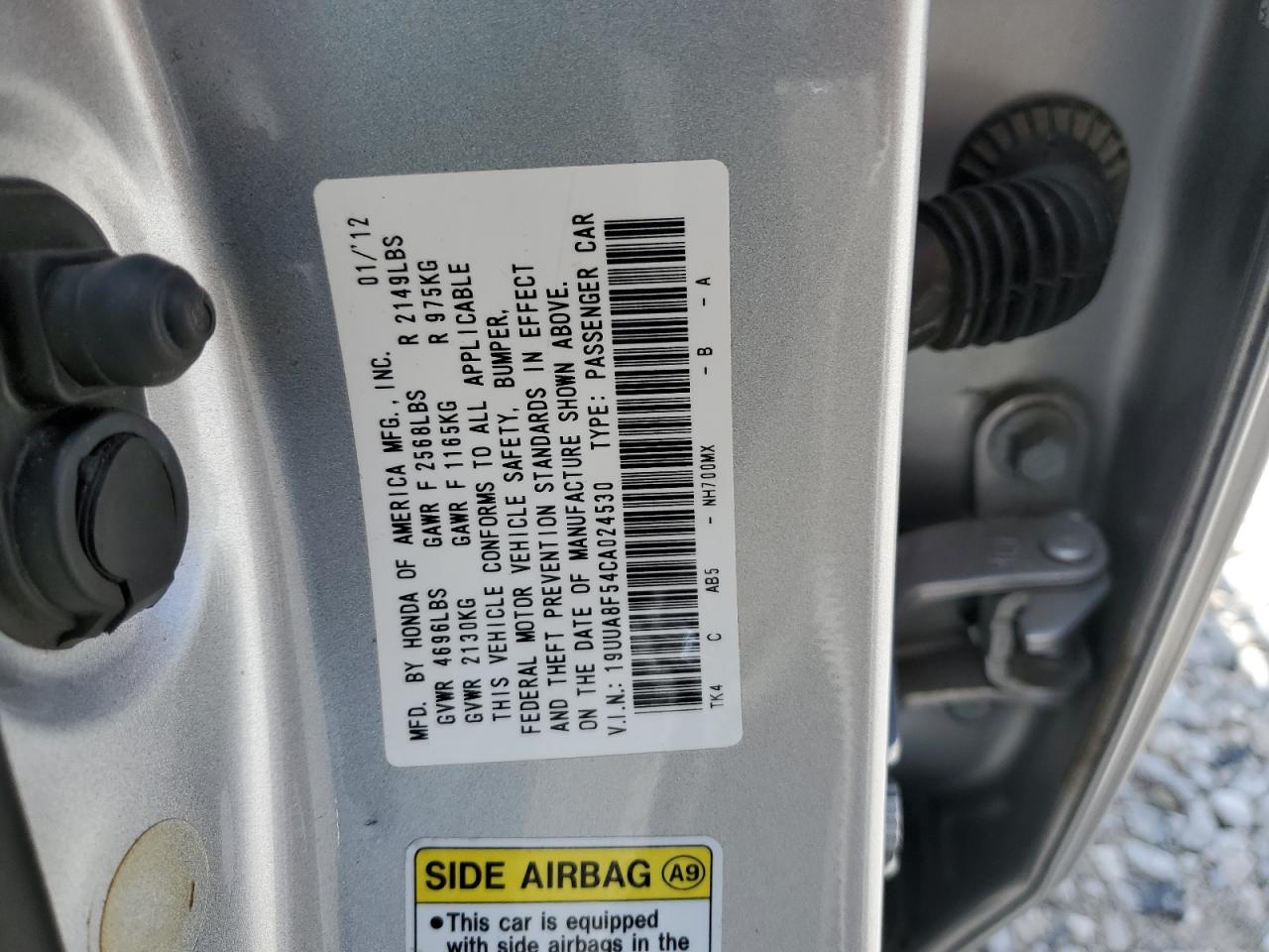 2012 Acura Tl VIN: 19UUA8F54CA024530 Lot: 61291355