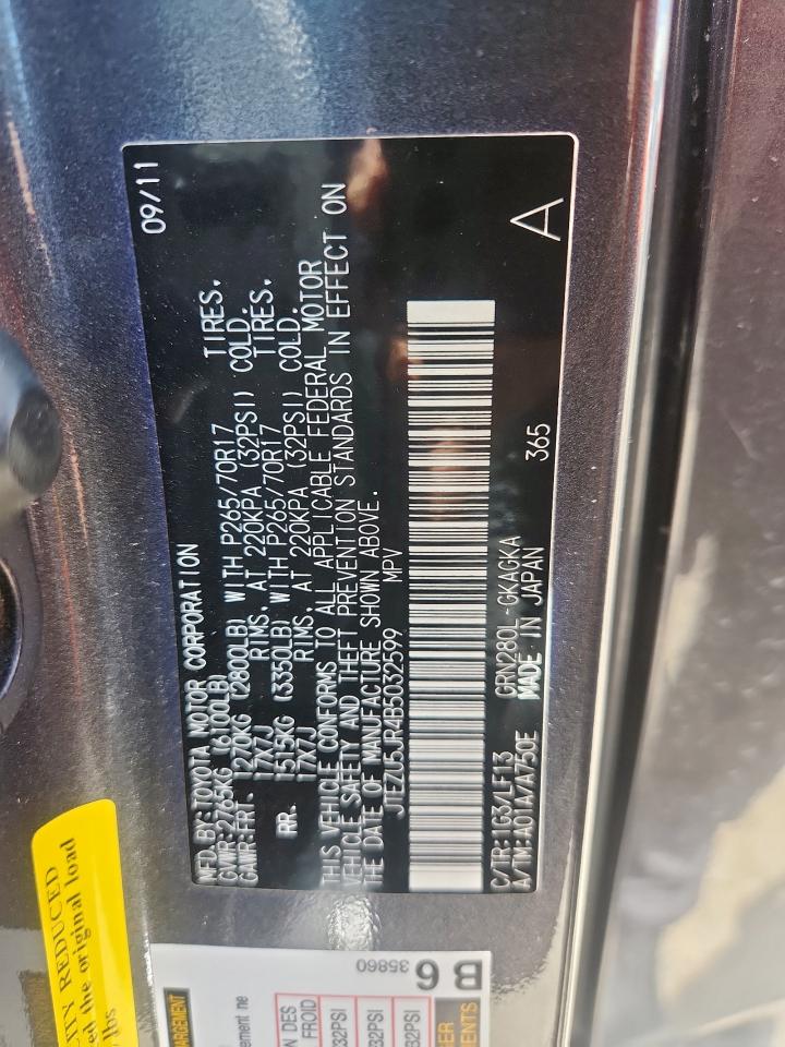 TOYOTA 4RUNNER 2011 VIN JTEZU5JR4B5032599 photo 13