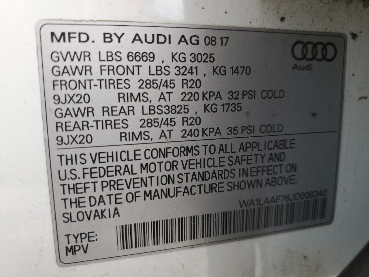 2018 Audi Q7 Premium Plus VIN: WA1LAAF76JD008340 Lot: 62314975