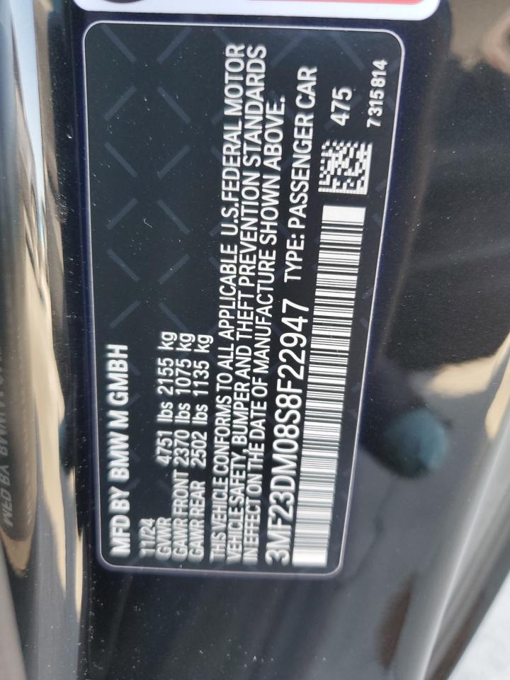 2025 BMW M2 VIN: 3MF23DM08S8F22947 Lot: 58602975