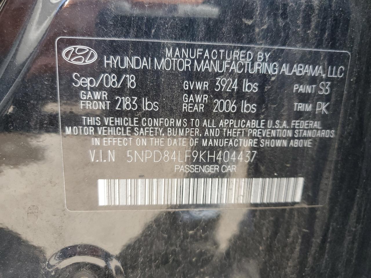 2019 Hyundai Elantra Sel VIN: 5NPD84LF9KH404437 Lot: 61808395