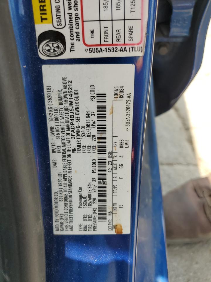 2018 Ford Fiesta Se VIN: 3FADP4BJ5JM145212 Lot: 62786365