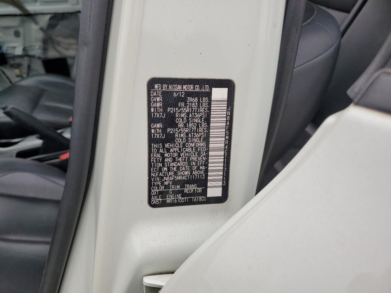 2012 Nissan Juke S VIN: JN8AF5MR4CT117113 Lot: 62842415