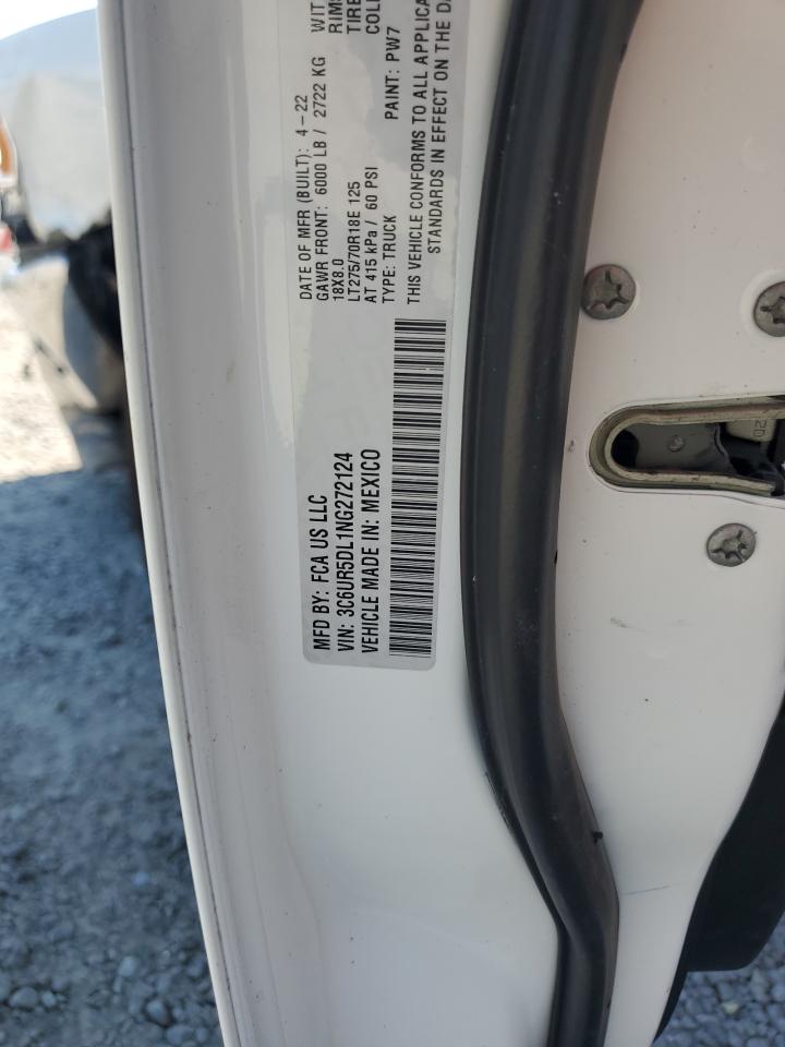 2022 Ram 2500 Big Horn/Lone Star VIN: 3C6UR5DL1NG272124 Lot: 60969255