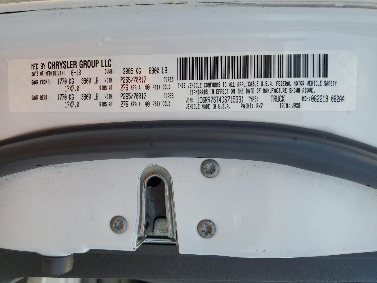 RAM 1500 2013 VIN 1C6RR7ST4DS715331 фото 12