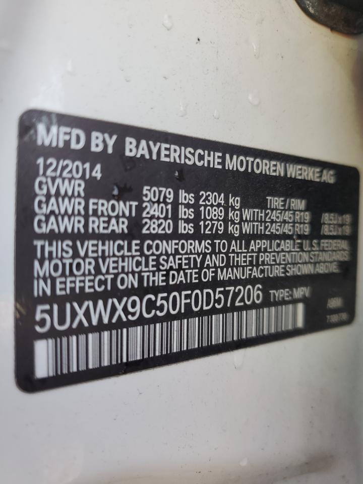 2015 BMW X3 xDrive28I VIN: 5UXWX9C50F0D57206 Lot: 60974055