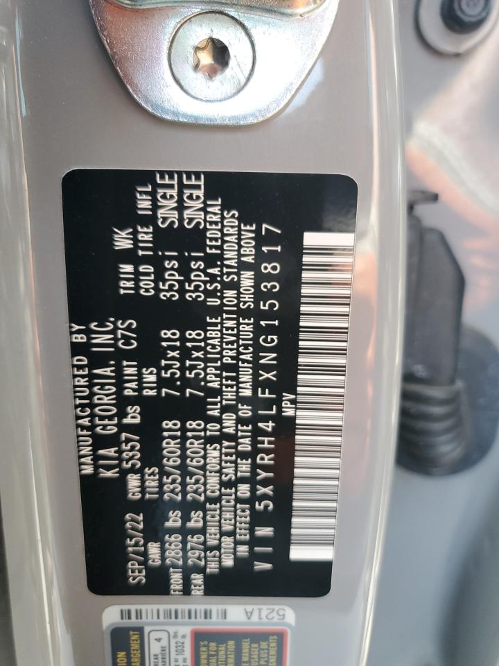 2022 Kia Sorento Ex VIN: 5XYRH4LFXNG153817 Lot: 62321145