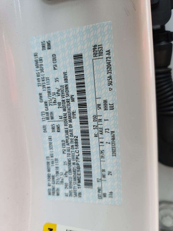 2023 Ford Bronco Base VIN: 1FMEE5BP7PLC18892 Lot: 61346535