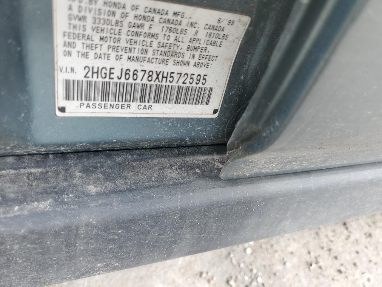 1999 Honda Civic Lx VIN: 2HGEJ6678XH572595 Lot: 60873735