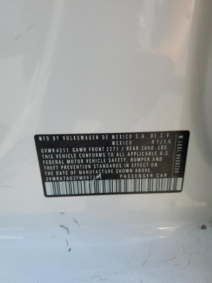2015 Volkswagen Golf Tdi VIN: 3VWRA7AU2FM067264 Lot: 59416775