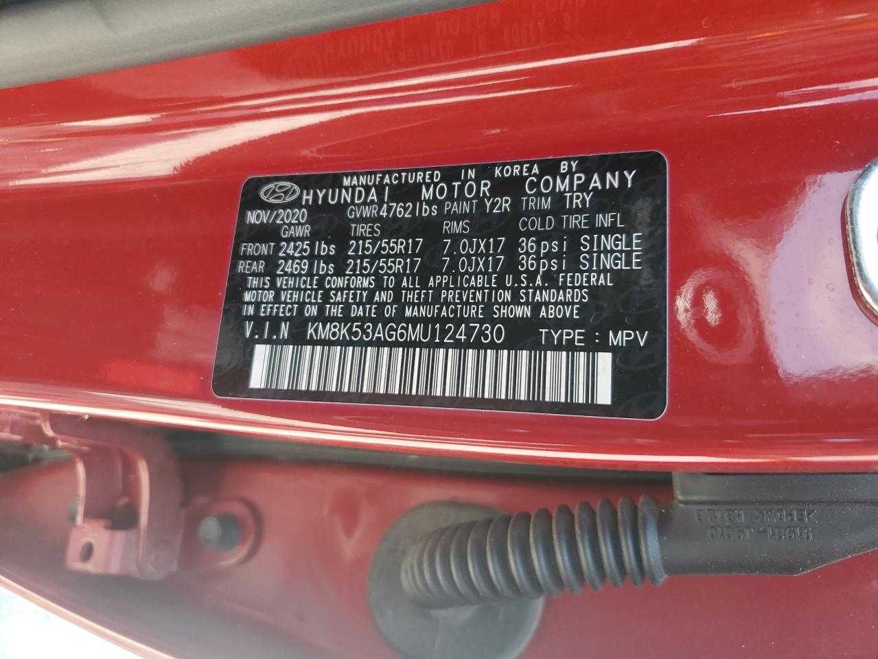 2021 Hyundai Kona Ultimate VIN: KM8K53AG6MU124730 Lot: 63114435