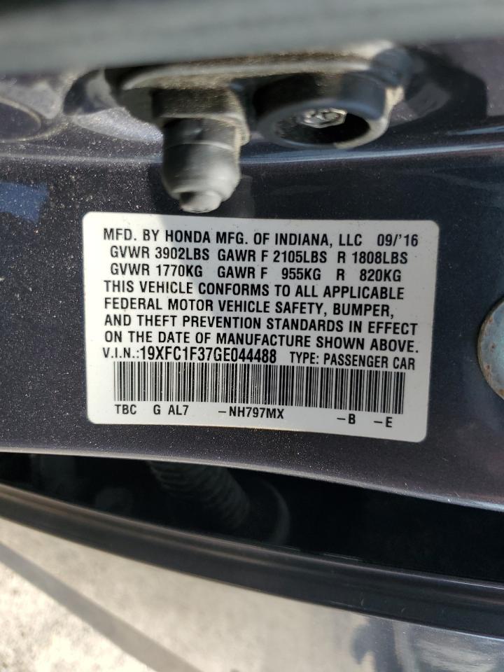 2016 Honda Civic Ex VIN: 19XFC1F37GE044488 Lot: 62175375