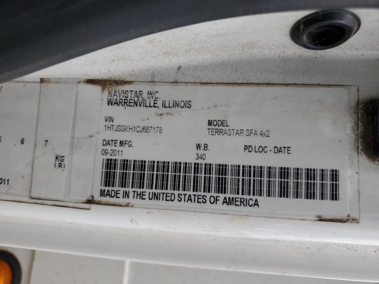 2012 International Terrastar VIN: 1HTJSSKH1CJ687178 Lot: 59259415