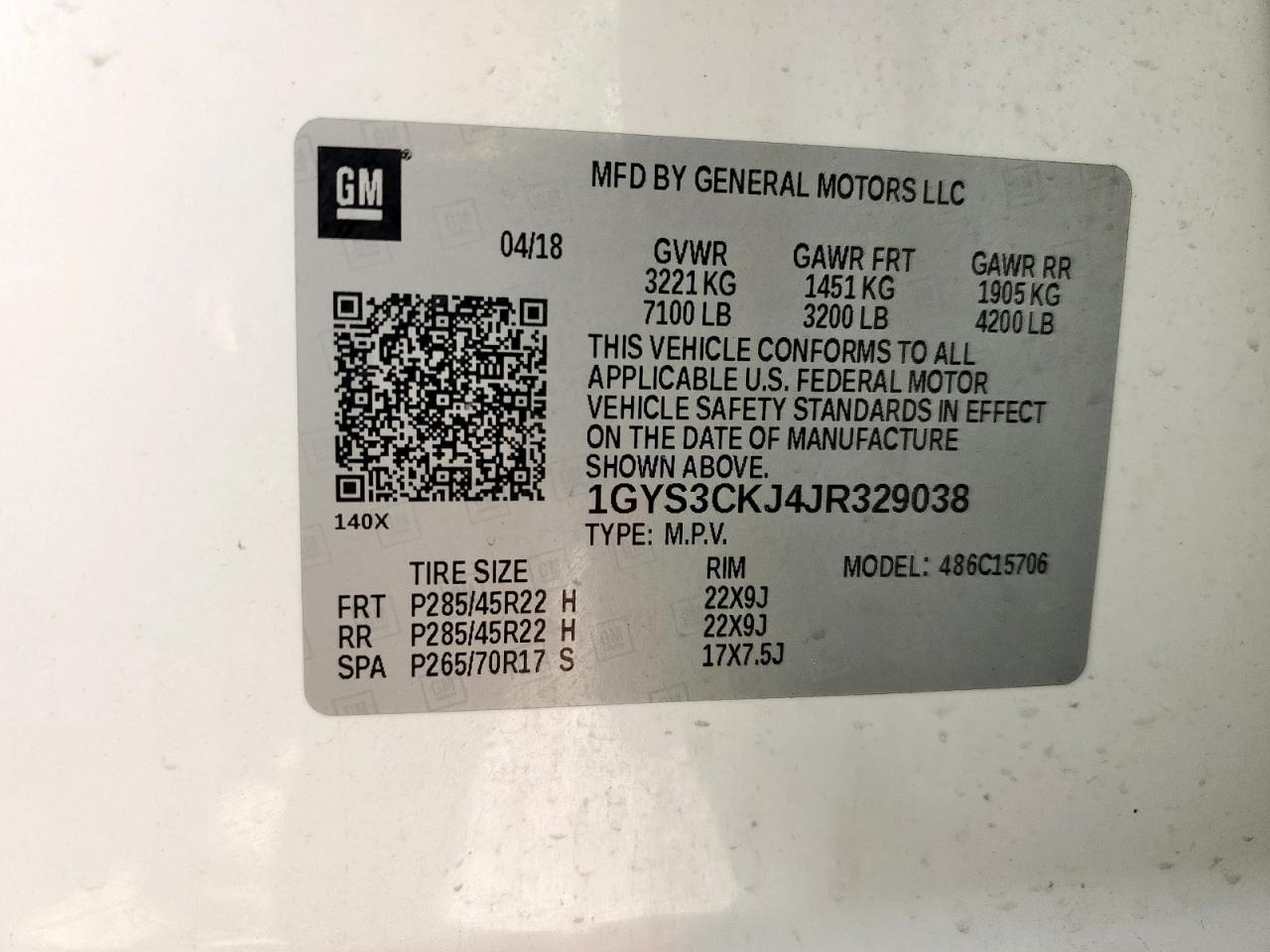 2018 Cadillac Escalade Premium Luxury VIN: 1GYS3CKJ4JR329038 Lot: 59240665