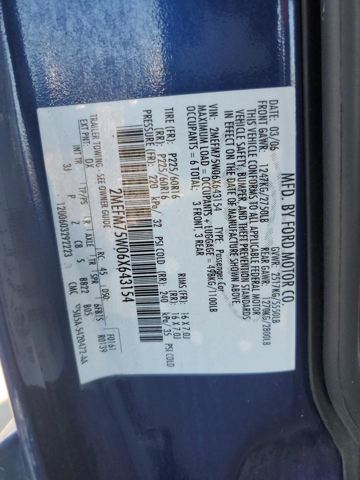 MERCURY GRMARQUIS 2006 VIN 2MEFM75W06X643154 zdjęcie 12