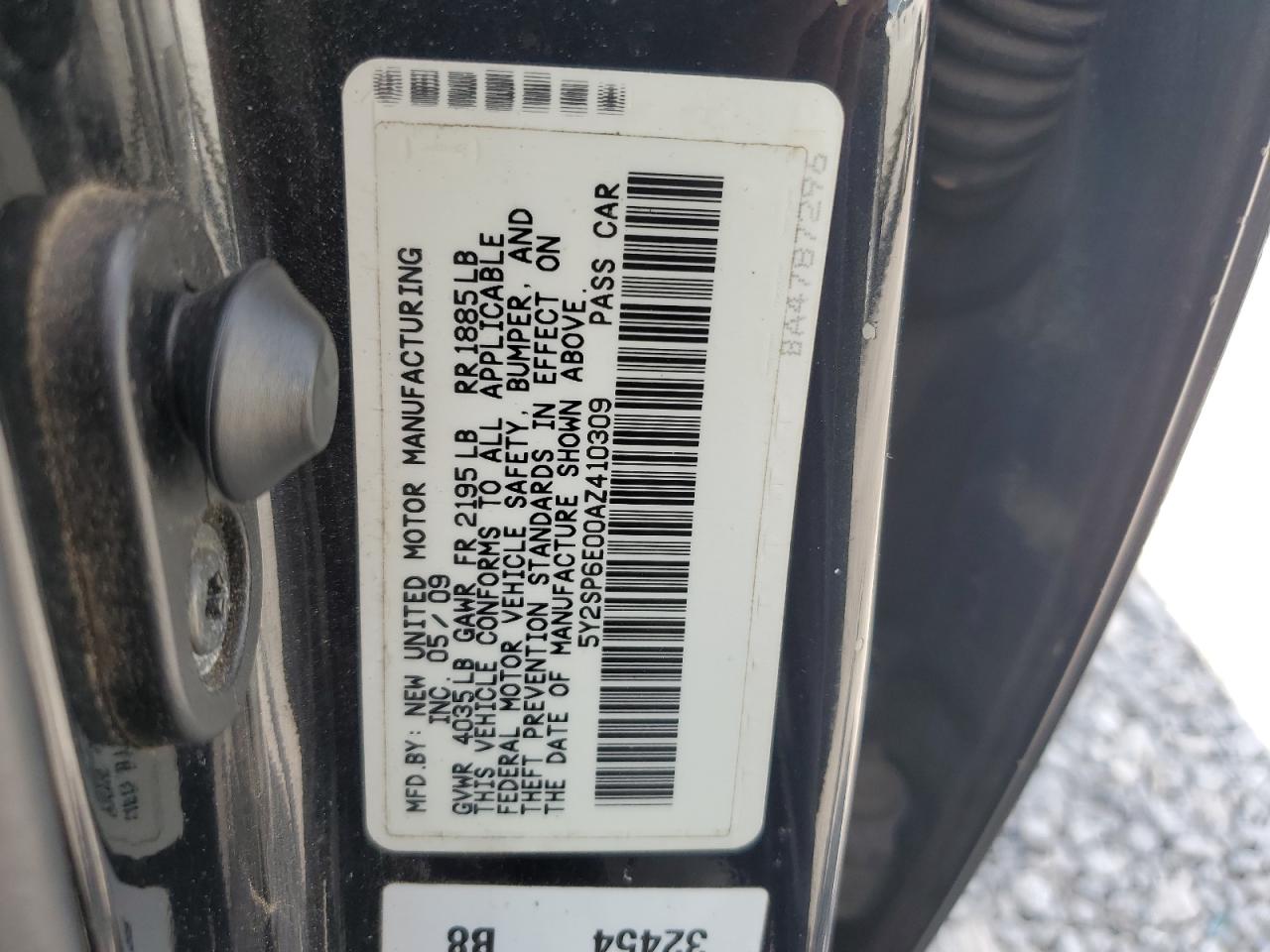 2010 Pontiac Vibe VIN: 5Y2SP6E00AZ410309 Lot: 62711915