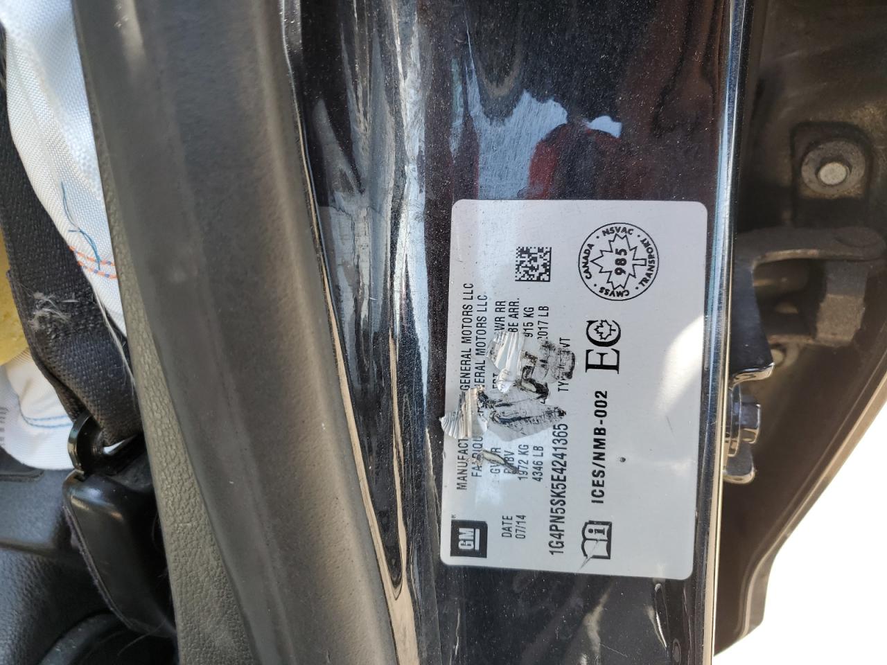 2014 Buick Verano VIN: 1G4PN5SK5E4241365 Lot: 61934015