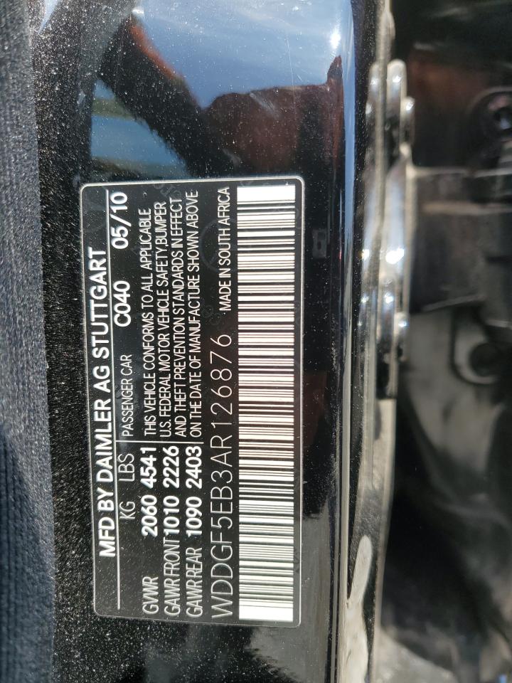 2010 Mercedes-Benz C 300 VIN: WDDGF5EB3AR126876 Lot: 60335045