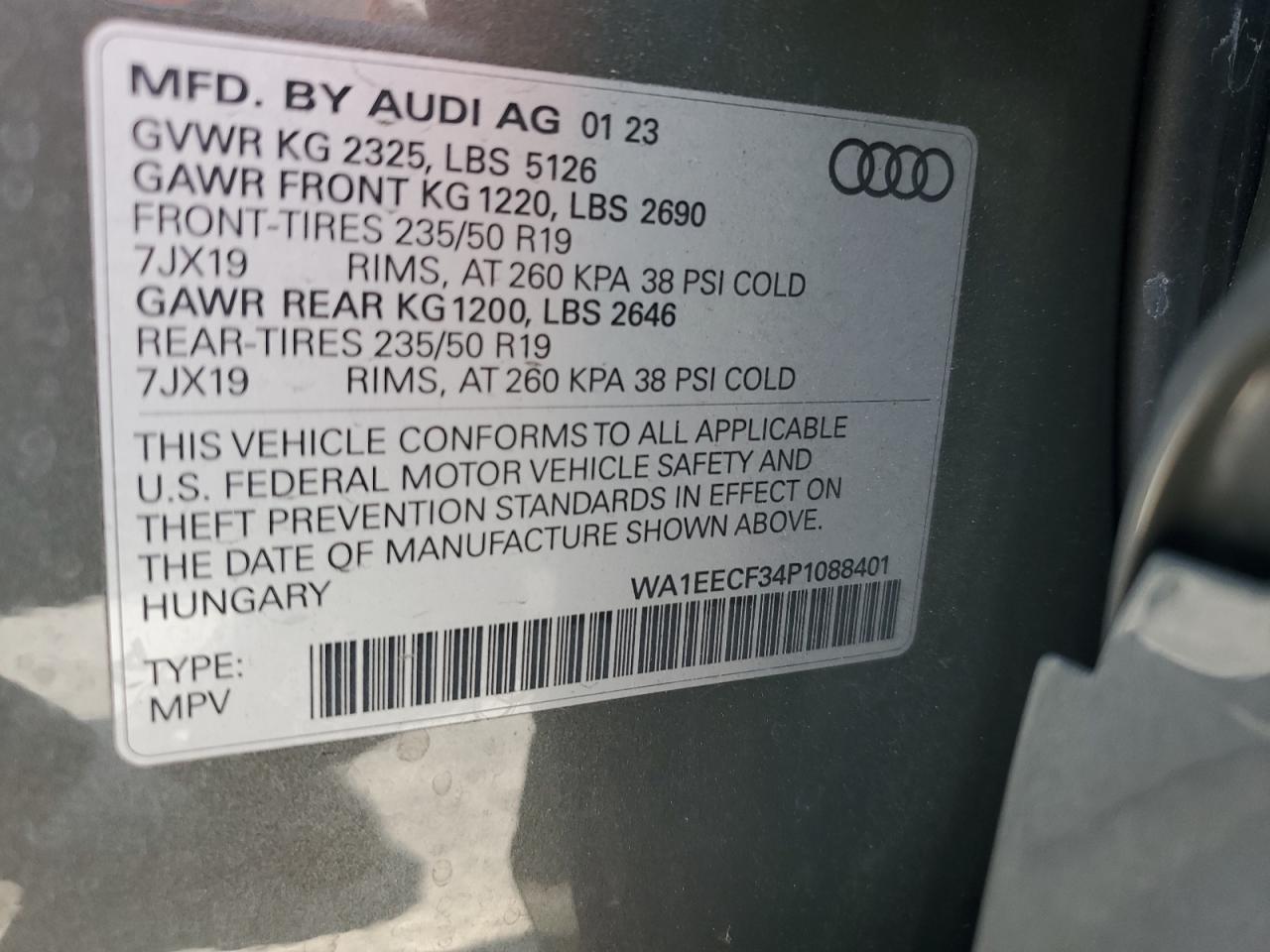 2023 Audi Q3 Premium Plus S Line 45 VIN: WA1EECF34P1088401 Lot: 61863085