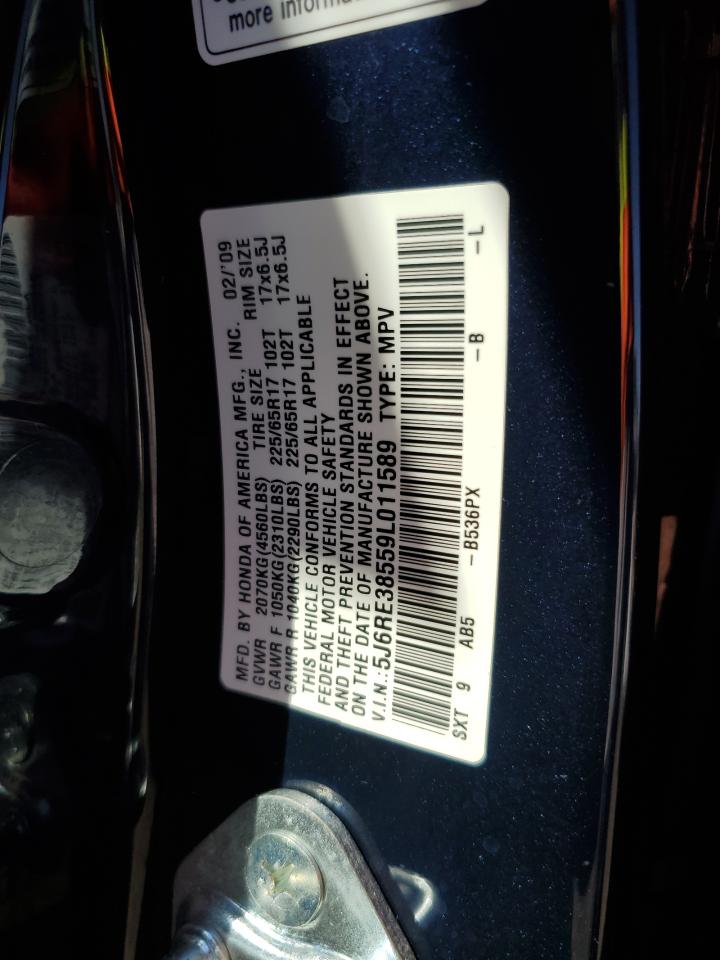 2009 Honda Cr-V Ex VIN: 5J6RE38559L011589 Lot: 62863525