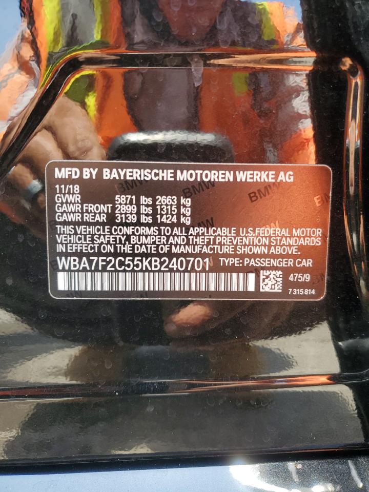 2019 BMW 750 Xi VIN: WBA7F2C55KB240701 Lot: 61533285