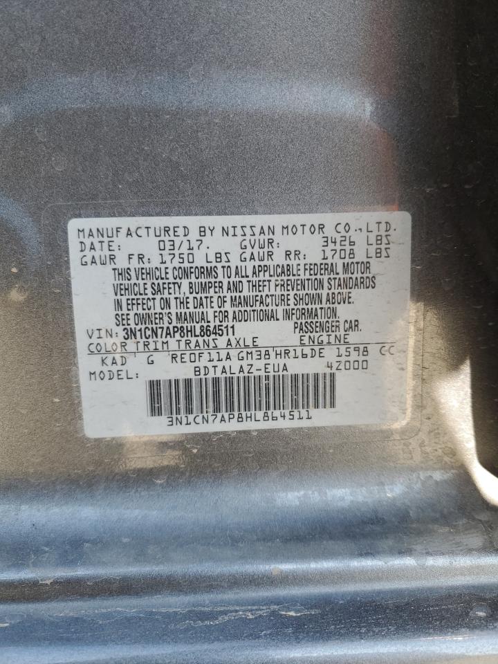 NISSAN VERSA 2017 VIN 3N1CN7AP8HL864511 photo 13