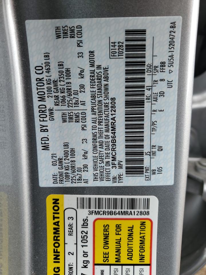 2021 Ford Bronco Sport Big Bend VIN: 3FMCR9B64MRA12808 Lot: 62384165